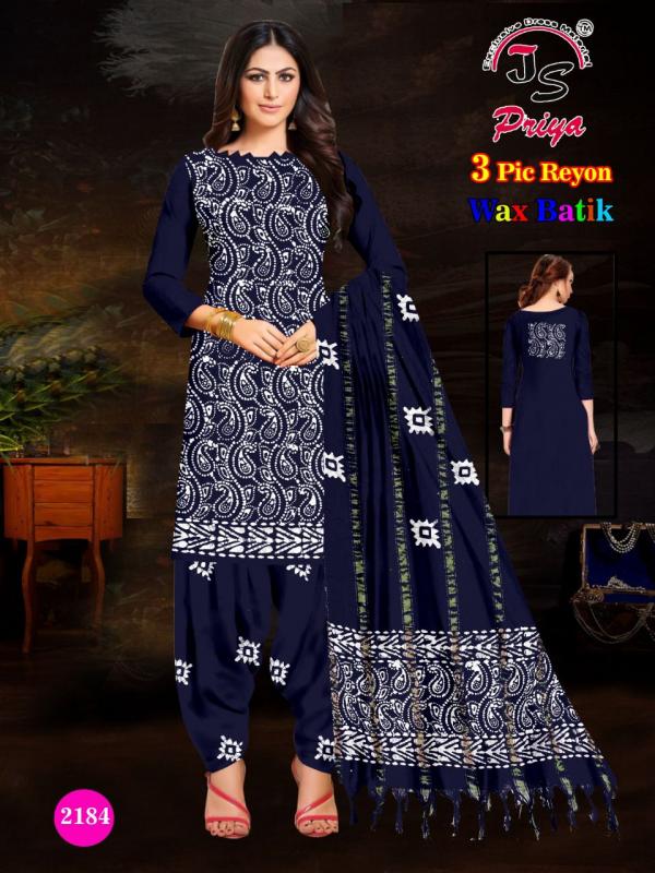 Js Priya Rayon Batic Special Cotton Designer Dress Material